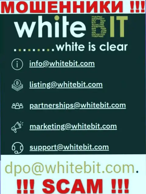 Избегайте общений с internet-мошенниками WhiteBit, в том числе через их e-mail