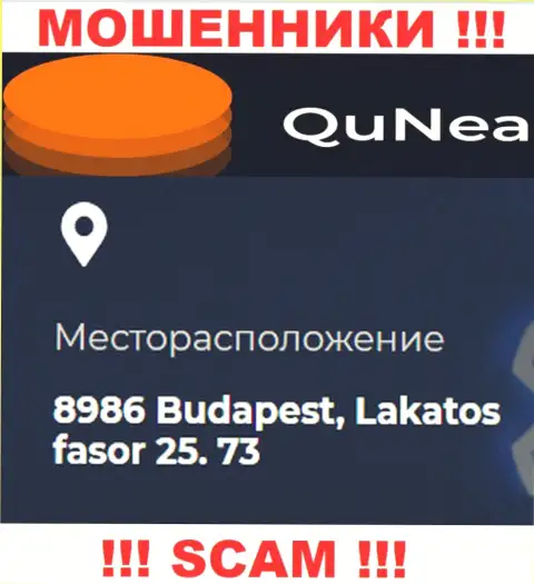 QuNea - это подозрительная контора, адрес регистрации на веб-сайте оставляет ложный