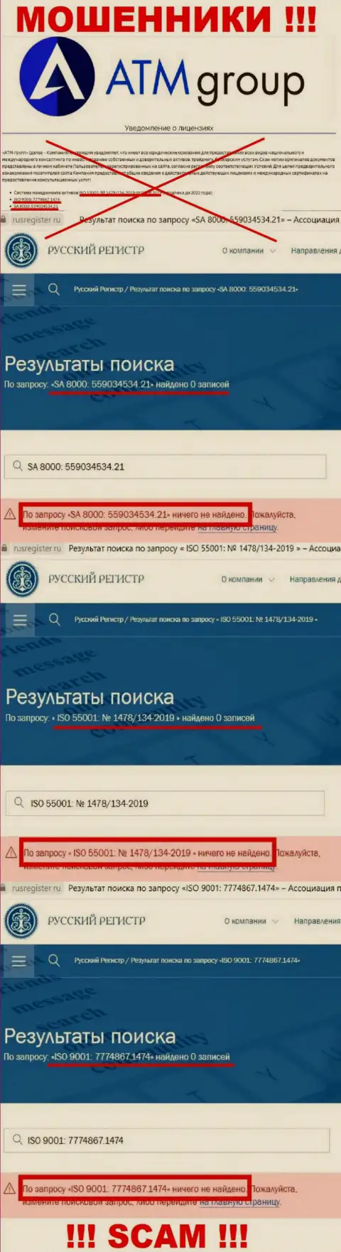 Лицензию га осуществление деятельности обманщикам не выдают, именно поэтому у internet мошенников ATMGroup ее и нет