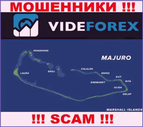 Организация VideForex имеет регистрацию довольно-таки далеко от слитых ими клиентов на территории Majuro, Marshall Islands
