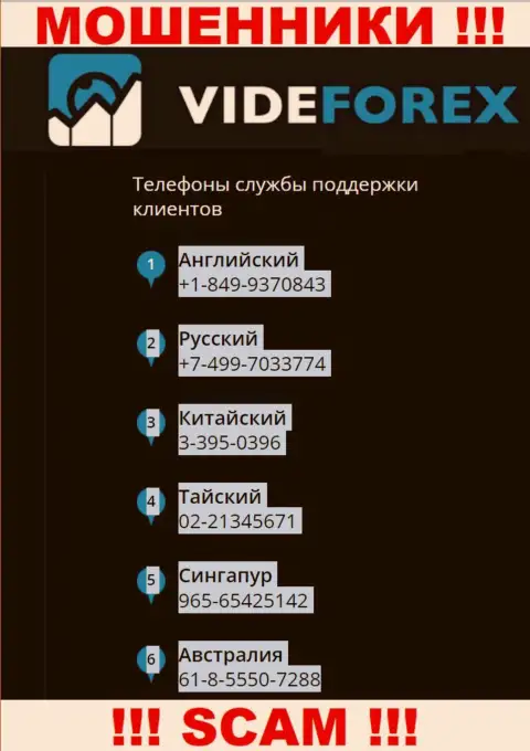 В запасе у интернет-мошенников из компании Vide Forex имеется не один номер