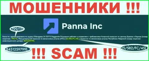 Мошенники Panna Inc цинично обдирают лохов, хоть и показали свою лицензию на интернет-портале