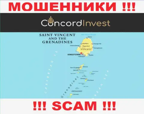 St. Vincent and the Grenadines - именно здесь, в оффшорной зоне, пустили корни мошенники ConcordInvest Ltd