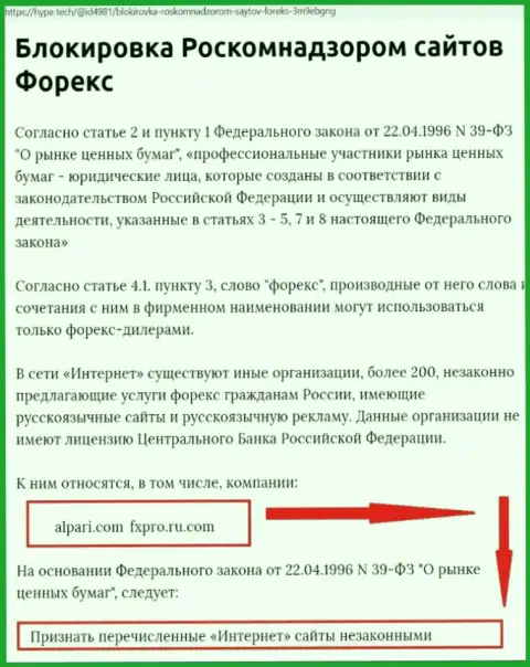 Информация об блокировке сайта форекс-мошенников ФхПро Ком
