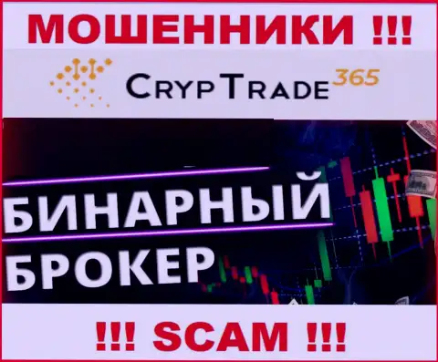 CrypTrade365 Com обманывают, предоставляя неправомерные услуги в сфере Брокер бинарных опционов