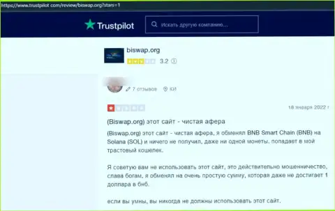 Разгромный отзыв под обзором об противозаконно действующей компании BiSwap