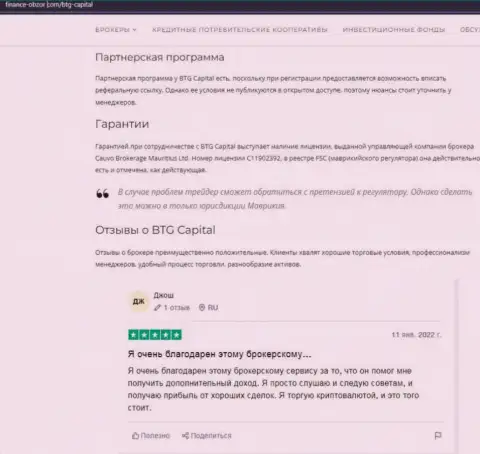 Дилинговая организация BTG-Capital Com описана в обзоре на веб-сайте Finance-Obzor Com