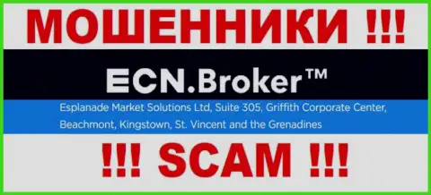 Неправомерно действующая контора ECNBroker расположена в оффшоре по адресу - Suite 305, Griffith Corporate Center, Beachmont, Kingstown, St. Vincent and the Grenadine, будьте крайне бдительны