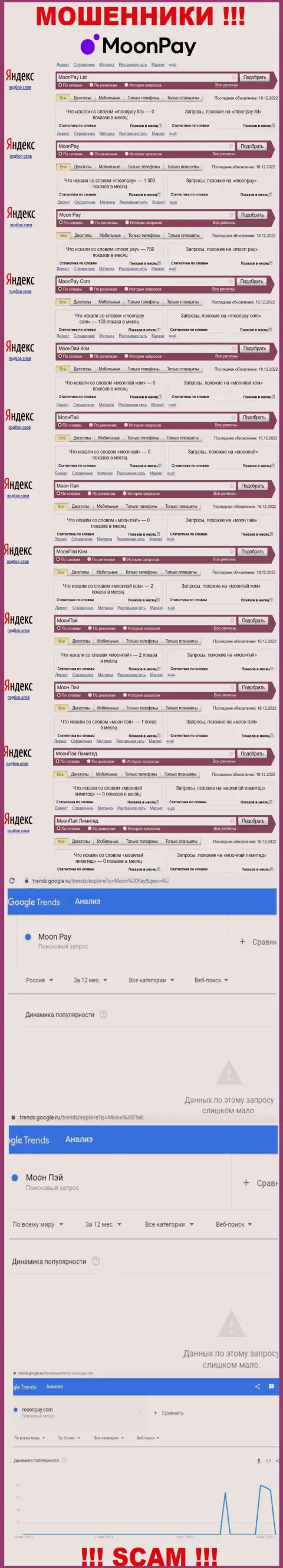 Суммарное число online-запросов в сети по бренду мошенников MoonPay