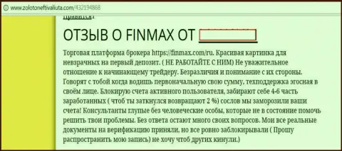 Взаимодействовать с Fin Max не стоит - пишет автор данного отзыва