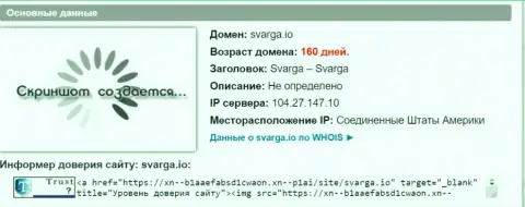Возраст доменного имени FOREX дилера Сварга, исходя из справочной информации, полученной на web-сервисе doverievseti rf